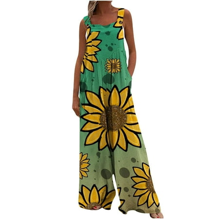 

Mrat Women s Straight Leg Pants Fashion Jumpsuit Ladies Print Jumpsuit Pajamas Casual Buttons Pocket Wide Leg Long Pants Female Comfy Pants Casual Green L