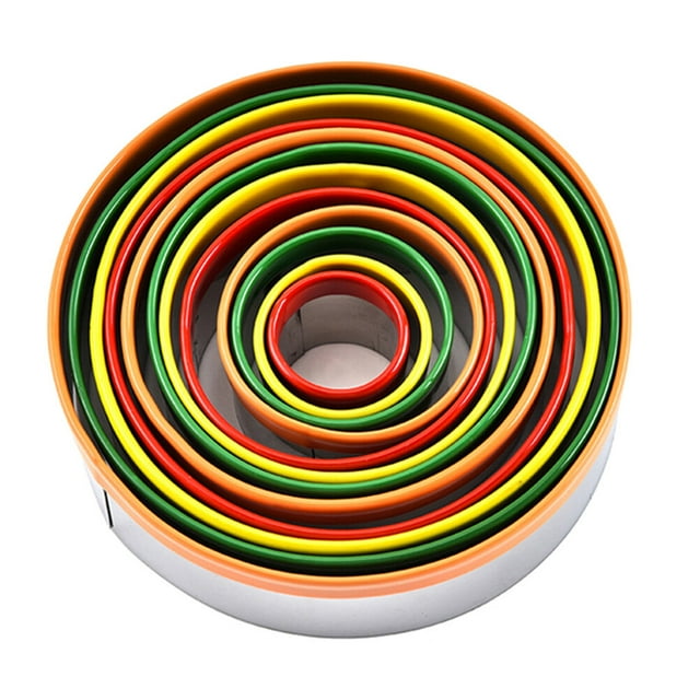 Juego de cortadores de galletas de acero inoxidable, 12 piezas, moldes redondos para galletas y pasteles, herramienta de cocina (colorido)