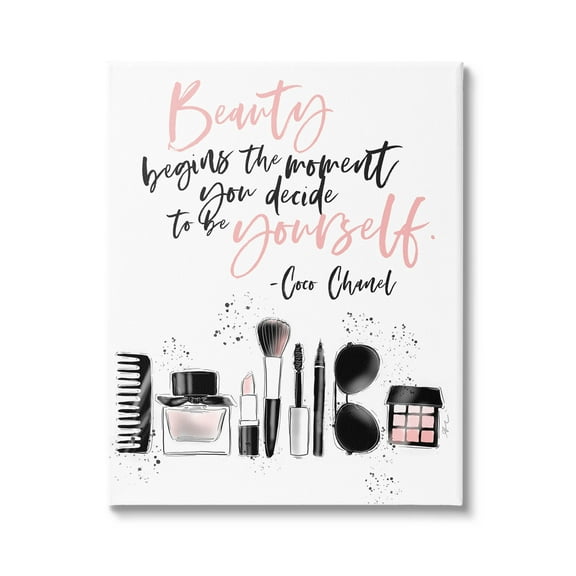 Stupell Industries Beauty Begins Uplifting Fashion Quote Graphic Art Gallery Wrapped Canvas Print Wall Art, Design by Alison Petrie