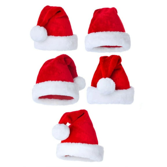 Mutmorningal 5pcs Thick Plush Warm Christmas Hats Santa Claus Festival Headwear