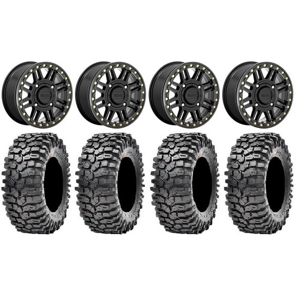 KMC Cage Beadlock 15" Wheels Black 35" Roxxzilla Tires Can-Am Commander Maverick Renegade Outlander Defender