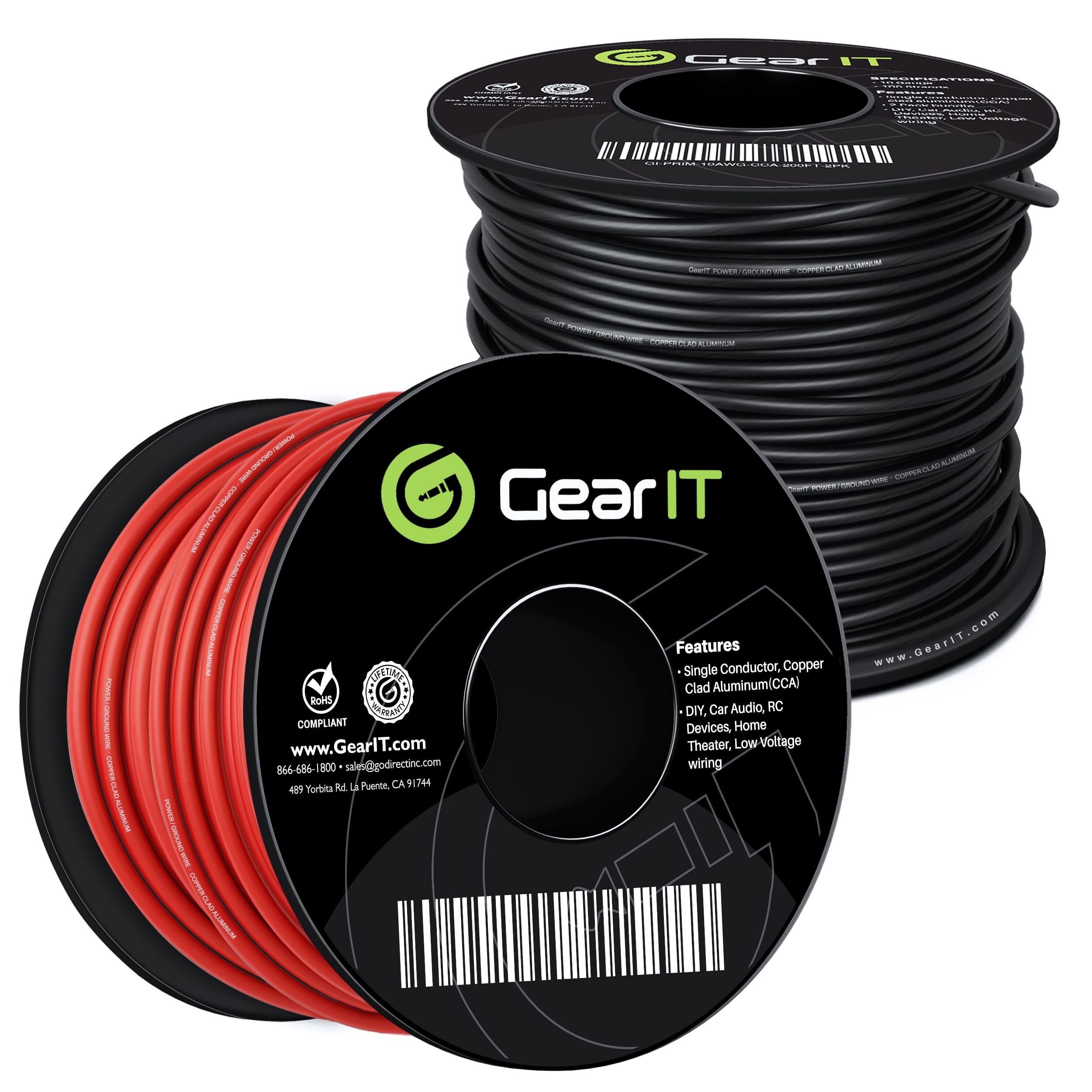 GearIT 8 Gauge Wire (10ft - Red Translucent) Copper Clad Aluminum CCA -  Primary Automotive Wire Power/Ground, Battery Cable, Car Audio Speaker, RV
