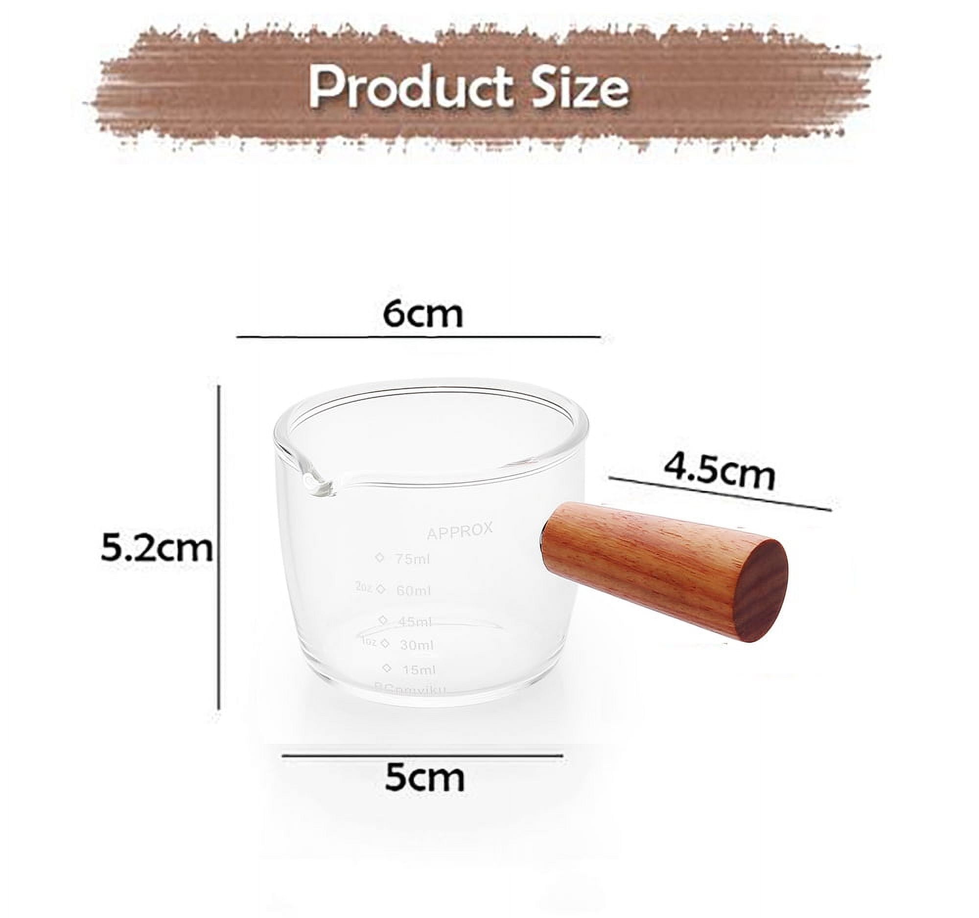  1 Pack Double Spouts Measuring Triple Pitcher Milk Cup with  Wood Handle 75ML Espresso Shot Glasses Parts Clear Glass By BCnmviku: Home  & Kitchen