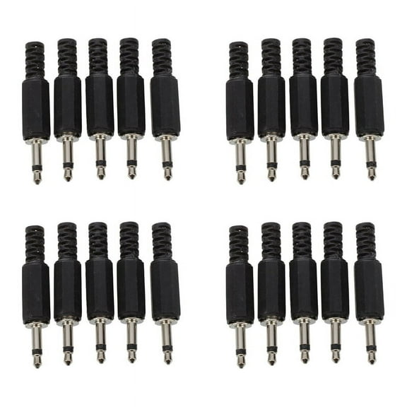 20 X Black Plastic 3.5mm Male Mono Plug Jack Audio Adapter Connector
