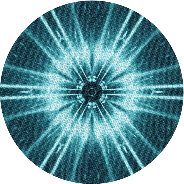 Ahgly Company Tapis Rond Lavable en Machine Intérieur Transitionnel Moyen Vert Sarcelle, 4 Pieds Rond