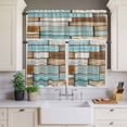 thumbnail image 4 of 3 Piece Kitchen Curtains and Valances Set Blue Brown Vintage Cafe Curtains 36 Inch Length Retro Farmhouse Elegant Pastoral Valance & Tier Curtain for Living Room Bedroom Window 54"x18"+27"x36"*2, 4 of 6
