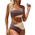 thumbnail image 2 of Women’s Two Piece Bikini Set Square Neck Adjustable Straps High Waisted Full Coverage Bottom for Beach Vacation Coffee M, 2 of 5
