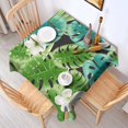thumbnail image 2 of 52x52in(132x132cm) Square Tablecloth, Waterproof Polyester Table Cover, Wrinkle Resistant & Washable Fabric for Dining, Kitchen, Picnic, Tropical Leaf Print, 2 of 5