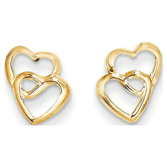 Real 14kt Yellow Gold Madi K Hearts Post Earrings; for Adults and Teens; for Women and Men