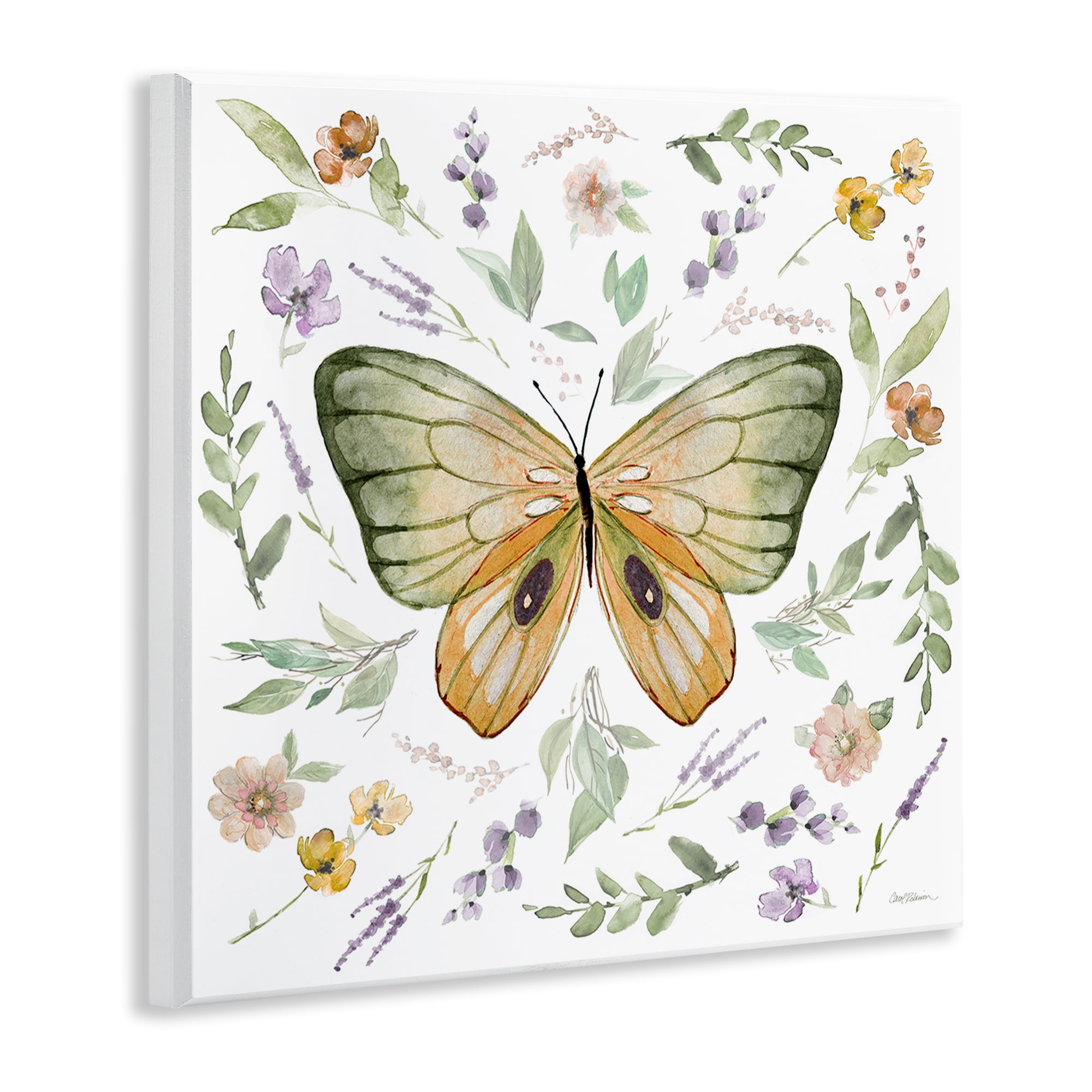 Stupell Industries Cottage Butterfly Botanicals Animals Painting Unframed Art Print Wall Art, 12 x 12