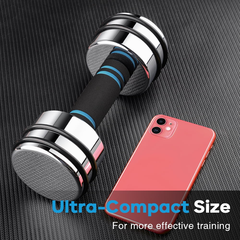 ARVIVO 2pcs Steel Ultracompact Adjustable Weight Dumbbells with Foam Handle 5lbs Silver Home Gym Workout