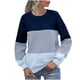 thumbnail image 2 of Suéter de cuello redondo para mujer, estilo elegante, cómodo, informal, cuello redondo, manga larga en contraste, suéter de punto, blusa para mujer, 2 of 5