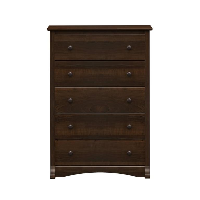 Prepac Fremont 5-Drawer Dresser Chest, Espresso, Assembled, Pine