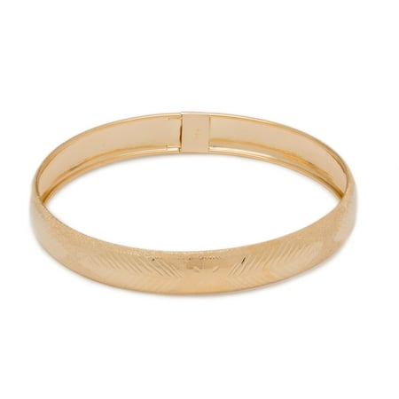Floreo 10k Yellow Gold bangle bracelet Flexible Round with Leaves and Bow Tie Design (0.5”)