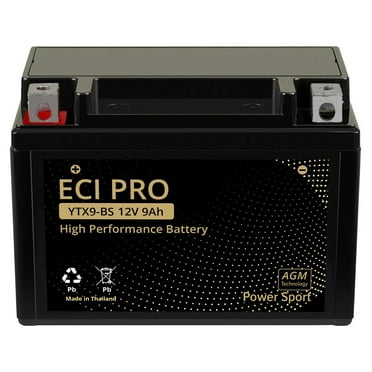 ECI Pro YTX9-BS AGM Motorcycle Battery - Fits Honda, Yamaha, Kawasaki, Suzuki 12V, 9Ah - Powersports Battery for ATV, UTV, Jet Ski - Maintenance-Free, 180 CCA, Leak-Proof