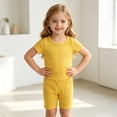 thumbnail image 5 of Diufon 2 Piece Casual Outfits for Little Girls Solid Color Cute Clothes Short Sleeve Shorts Sets Outdoor Sport Homewear, 5 of 6