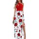 thumbnail image 1 of VISgogo Vestido de un hombro para mujer, estampado floral / Tie Dye, sin mangas, dobladillo dividido, plisado, cintura alta, falda de una pieza VISgogo moda, 1 of 9