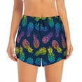 thumbnail image 2 of Goofa Retro Bright Pineapple Printed Women 2 in 1 Running Shorts,Quick Dry Athletic Workout Shorts,High Waisted Athletic Shorts with Liner Pockets-Small, 2 of 9