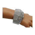 thumbnail image 5 of Women Silver Metal Wide Bracelet Sparkling Glitter Geometric Shape, 5 of 13