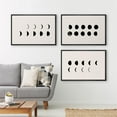 thumbnail image 3 of IDEA4WALL Framed Canvas Print Wall Art Set of 3 Noun Minimalist Lunar Phase Monochromatic Moon Illustration Wall Decor Black and White Prints Modern Art Contemporary Artwork - 16"x24"x3 Black, 3 of 5
