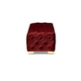 thumbnail image 3 of Avara Glam and Luxe Burgundy Velvet Fabric Upholstered Gold Finished Button Tufted Bench Ottoman, 3 of 5