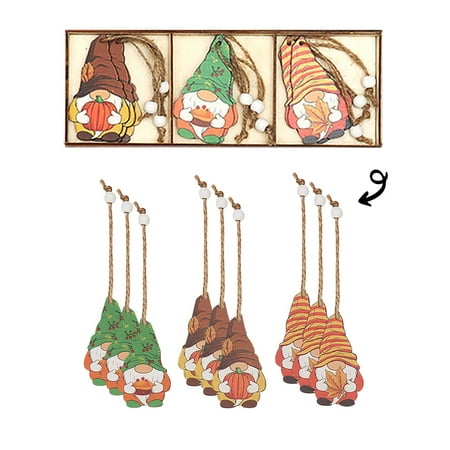 

Veki Thanksgiving Ornament Painted Wooden Doll Pendant Pendant Bead Garland Christmas Teal