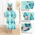 thumbnail image 4 of Wearable Blanket with Sleeves and Pocket Oversized Hooded Sweatshirt 3-14 YR Turquoise Blue Butterfly Pattern S, 4 of 7