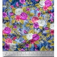 thumbnail image 1 of Soimoi Viscose Chiffon Fabric Damask,Leaves & Rose Flower Print Fabric by the Yard 42 Inch Wide, 1 of 1