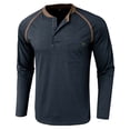 thumbnail image 4 of Clothing Henley T Shirts for Men Long Sleeve Button Henley T-Shirts Fashion Casual Button Solid Color T Shirt Top Casual Basic Tops, 4 of 6