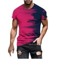 thumbnail image 2 of T-Shirts for Men under $5 Short Sleeve Round Neck Print Casual T-shirt Hot Pink L, 2 of 5