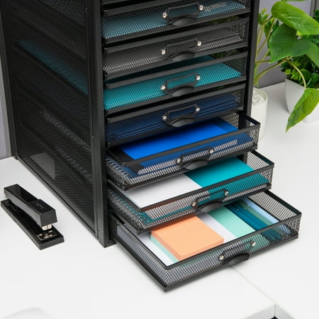 Mind Reader - 10 Compartments Mesh Desk Organizer - Black