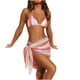 thumbnail image 1 of Traje de Baño de Bikini de Mujer Tiras Impresas V Cuello Sexy Dividido Tres Piezas, Traje de Baño de Poliéster para la Piscina, la Playa Y las Vacaciones de Verano, 1 of 6