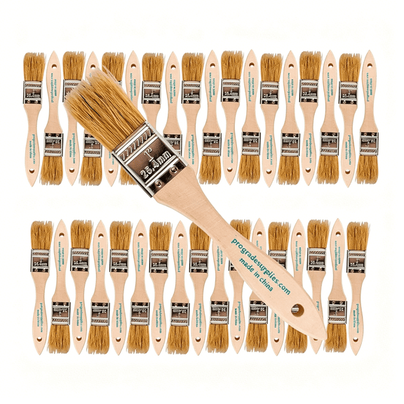 XIBUFE Chip Paint Brushes-36 Ea 1 Inch Chip Paint Brush-Small Paint Brushes-Light Brown