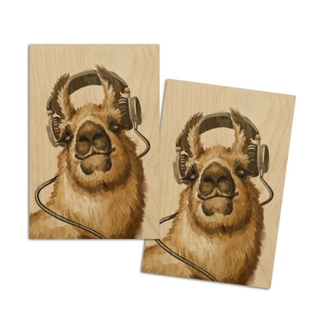 

Llama Watercolor (4x6 Birch Wood Postcards 2-Pack Stationary Rustic Home Wall Decor)