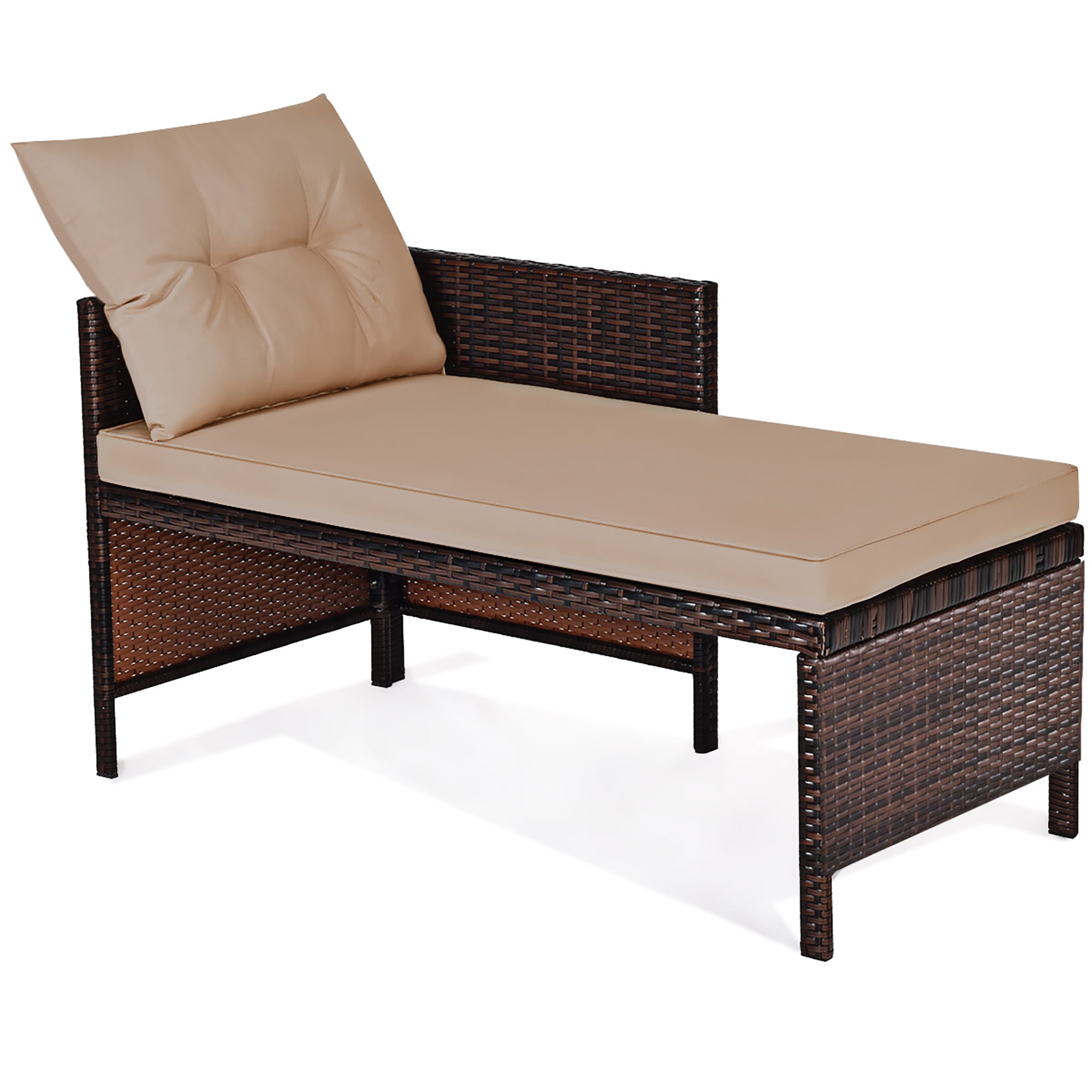 Costway 3PC Patio Sofa Set Outdoor Sectional Conversation Set Rattan Wicker
