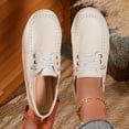 thumbnail image 2 of Womens White Loafers Slip On Casual Shoes Comfortable Flat with Rhinestone Buckle for Everyday & Work,Size 9.5, 2 of 9