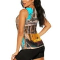 thumbnail image 3 of Balery Modern Urban Monkey Camiseta sin mangas estampada ligera para mujer, tops de entrenamiento sin mangas, camisetas de yoga transpirables de secado rápido.-Small, 3 of 7
