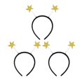 thumbnail image 1 of 3pcs Star Hair Bands Hair Hoops Glitter Headdress Hair Accessories Party Favors Supplies for Party (Golden), 1 of 2