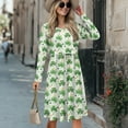 thumbnail image 3 of SCRAWLGOD Green Leaf Womens Nursing Dress Long Sleeve Maternity Dresses for Baby Shower Size L Crewneck Breastfeeding Friendly Midi Dress Lightweight Women Pregnant Clothes, 3 of 7