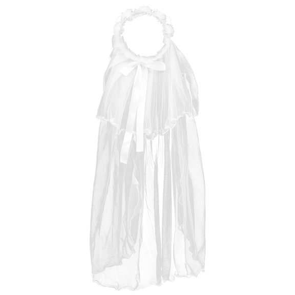 Sipeihong First Communion Gifts, Floral Pearl Wreath Bow Veil