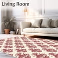 thumbnail image 2 of ODIKA 4'x6' Machine Washable Non-Slip Area Rug, Vintage Damask Weatherproof Machine Interior Textile High Traffic Rug, Brown, 600852, 2 of 7