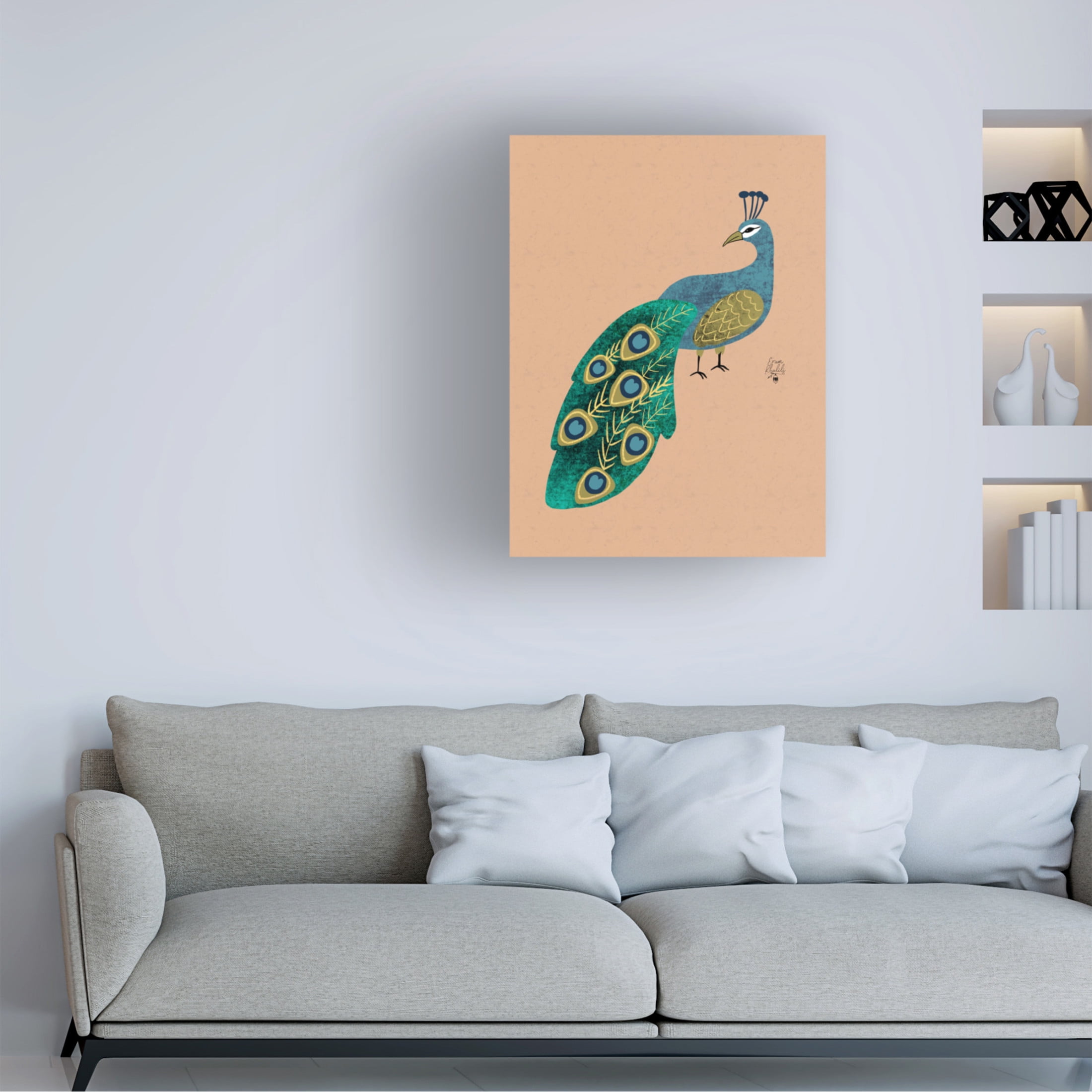 Trademark Fine Art Erum Khalili Peacock Canvas Wall Art