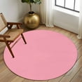thumbnail image 3 of Pink Large Area Rugs for Bedroom Living Room, Soft Non Slip Carpet Bedside Rug, Pure Pink Round Floor Cover Kitchen Accent Rug 5' for Dining Room/Office, 3 of 9