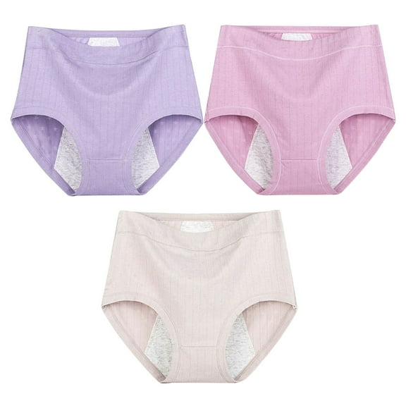iHPH7 3 Pack Period Underwear for Women Heavy Flow Leakproof Menstrual Panties Postpartum Hipster Cotton Briefs (XL-6XL)
