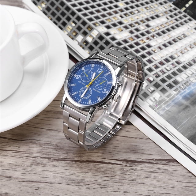 Hombres Machorro Analógico, RelOJes Analógicos Hombres Masculino Analógico Banda De Acero Men Inoxidables Mira Aley Wallwatch Negro Negro