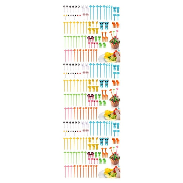 Guardoinrt 76pcs/set Safe To Plastic Animal Fruit Fork Easy To Clean Lightweight And Portable Stylish 3Set