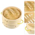 thumbnail image 3 of 2pcs Handmade Bamboo Steamer Kitchen Food Steamer with Lid Cooking Tool (15CM), 3 of 8