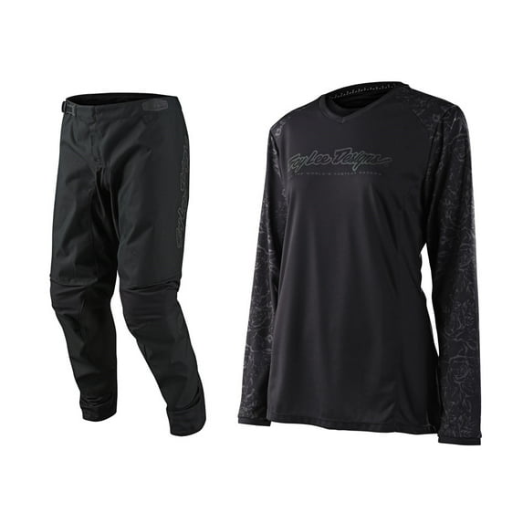Troy Lee Designs Womens GP Floral Black Jersey Pant Combo (X-Large / Pant W10)