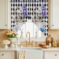 thumbnail image 4 of Cup Rabbit Swag Valance Curtains Easter Watercolor Tea Cup Bunny Floral Black White Plaid Rod Pocket Swag Curtains Small Window Treatments for Kitchen Bathroom Bedroom 36" W x 63" L, 2 Panels, 4 of 9