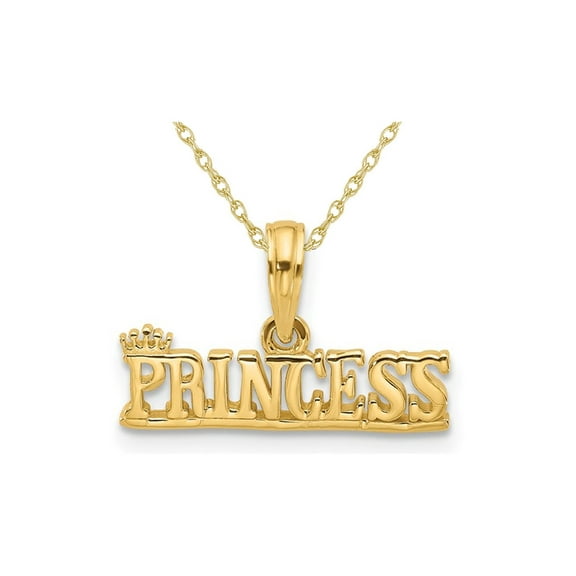 Gem & Harmony 14K Yellow Gold Princess Pendant Necklace with Chain for Women